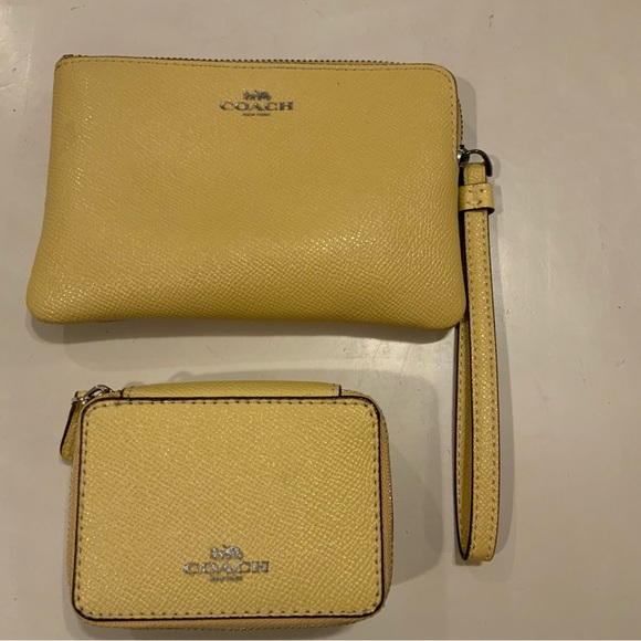 Coach Bags Authentic Coach Yellow Saffiano Leather Set Combo Pill